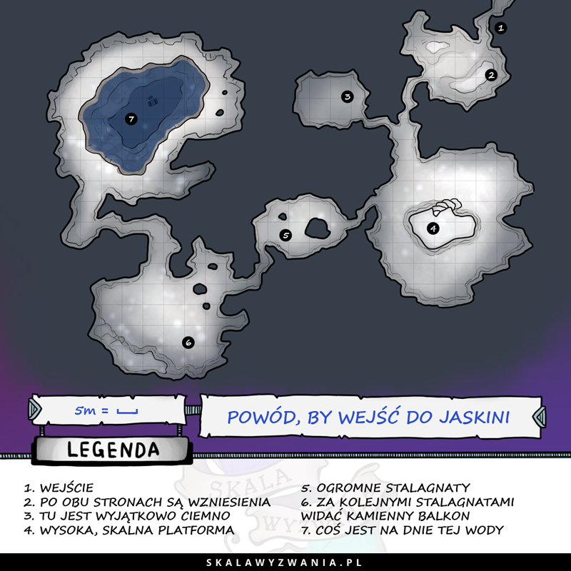 Mapa do sesji RPG, pomysł na przygodę w jaskini